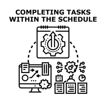Completing tasks within the schedule concept illustration Stock Illustration