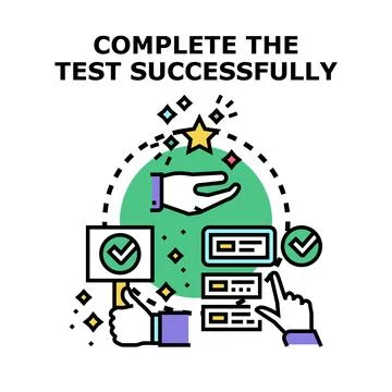Completing test task with successful result achieving goal Stock Illustration