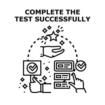Completing test task with successful result achieving goal Stock Illustration