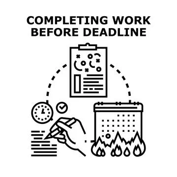 Completing urgent task before deadline stressing project management Stock Illustration