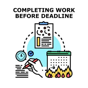 Completing urgent task before deadline stressing project management Stock Illustration