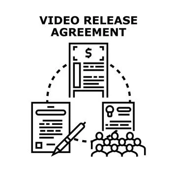 Completing a video release agreement for content production Stock Illustration