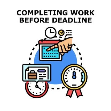 Completing work before deadline task management concept Stock Illustration