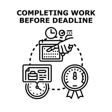 Completing work before deadline task management concept Stock Illustration