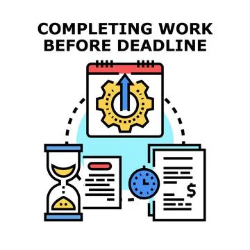 Completing work before deadline, time management concept Stock Illustration