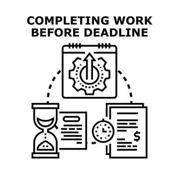 Completing work before deadline, time management concept Stock Illustration