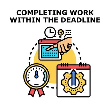 Completing work quickly meeting project deadlines Stock Illustration