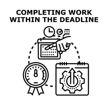 Completing work quickly meeting project deadlines Stock Illustration