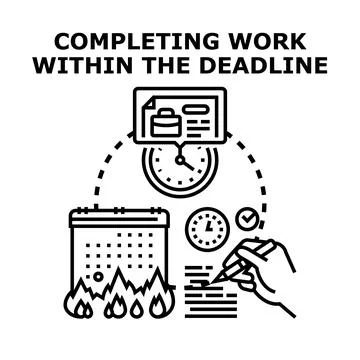 Completing work on time within strict deadlines Stock Illustration