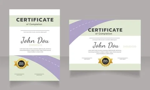 Completion certificate design template Stock Illustration
