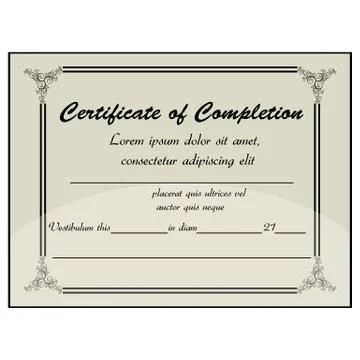 Completion certificate Stock Illustration