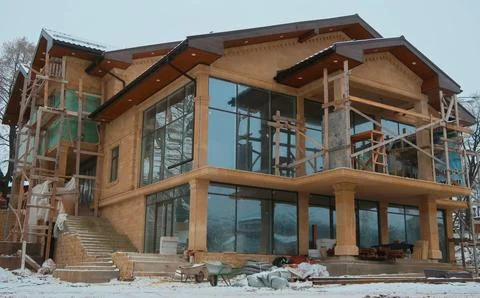 Completion of construction of a large cottage Stock Photos