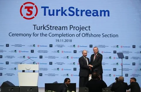 Completion of the Offshore Section of Turkstream Project Ceremony, Istanbul, Tur Stock Photos