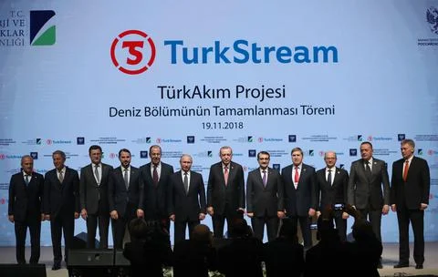 Completion of the Offshore Section of Turkstream Project Ceremony, Istanbul, Tur Stock Photos