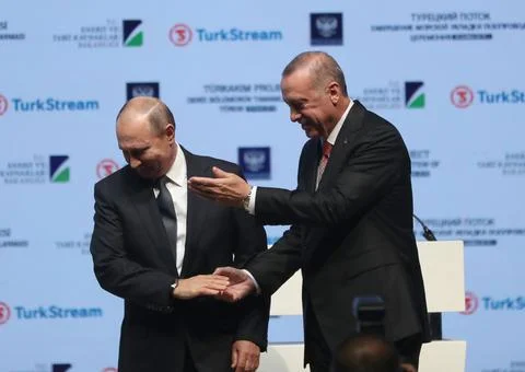 Completion of the Offshore Section of Turkstream Project Ceremony, Istanbul, Tur Stock Photos