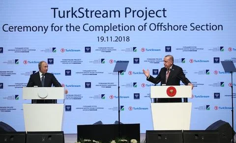 Completion of the Offshore Section of Turkstream Project Ceremony, Istanbul, Tur Stock Photos