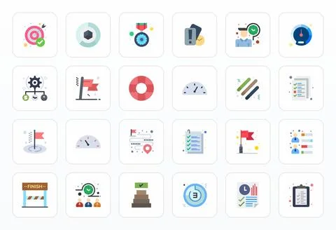 Completion Premium Vector Bundle with 24 Retina Ready Pixel Optimized Flat .. 스톡 일러스트