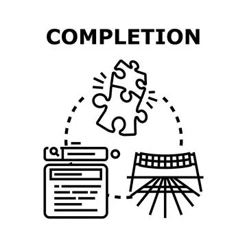 Completion process building a project solution concept Stock Illustration