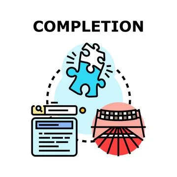 Completion process building a project solution concept Stock Illustration