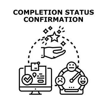 Completion status confirmation tracking customer satisfaction Stock Illustration
