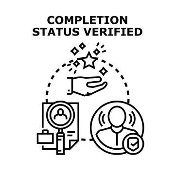 Completion status verified checking achievement concept 库存插图