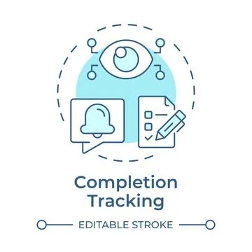 Completion tracking soft blue concept icon Stock Illustration