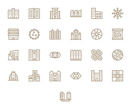 Complex 128x128 Vector Icon Pack with 25 Regular Line Display Perfect Element 스톡 일러스트