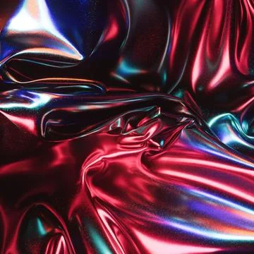 Complex 3D Crumpled Foil Fabric in Neon Magenta and Cyan Stock Illustration
