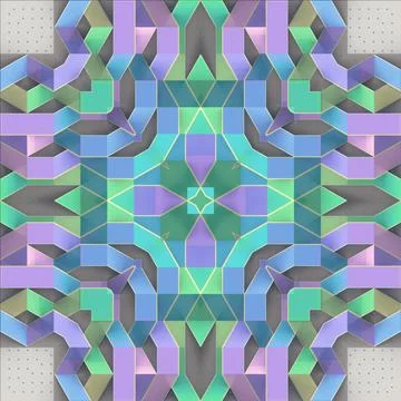 Complex 3D Cyber Mandala Abstract Futuristic Microchip Ornament Stockillustratie