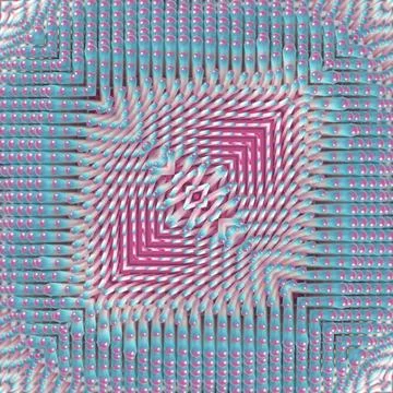Complex 3D kaleidoscope in turquoise and purple tones. Trendy digital pattern Stock Illustration