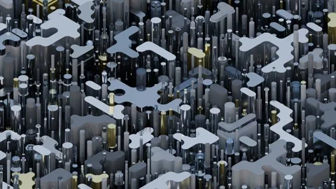 A complex abstract background featuring interlocking puzzle pieces and vertical Stock Footage 340238139