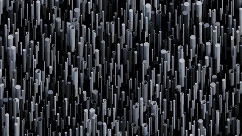 A complex abstract background featuring numerous varying gray and black vertical Stock Footage 340237853