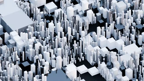 A complex abstract rendering of an urban environment using interconnected white Stock Footage 340237878