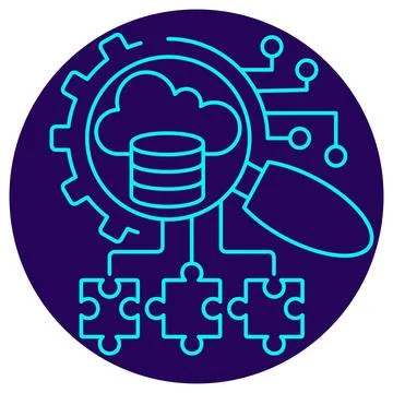 Complex AI Problem Solving icon. Vector thin line illustration Stock Illustration