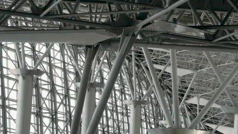 A complex and beautiful structure made of many different metal beams Stock Footage 313151145