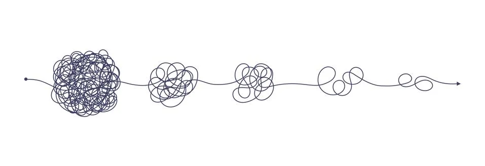 Complex and easy simple way from start to end. Illustrazione stock