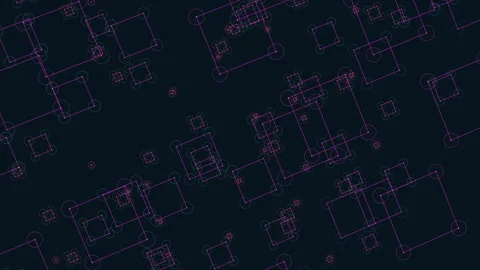 Complex and intricate circuit board maze pattern on a black background Video stock 274178443