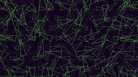 Complex and intricate green line and triangle pattern on black background Stock Footage 285681785