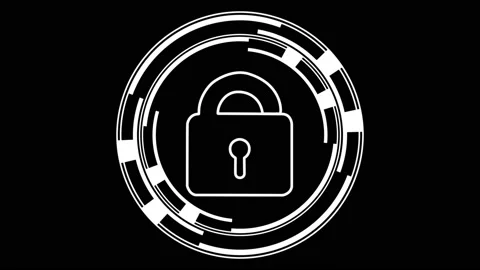 Complex and slick animated circular spinning cyber lock design - lock gets Stock Footage 198831444