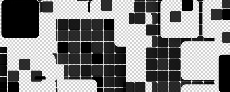 Complex Arrangement of Black Squares Abstract Pattern on White Background PNG イラスト素材