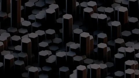 A complex arrangement of dark pillars creates an abstract representation of stru Stock Footage 340238317