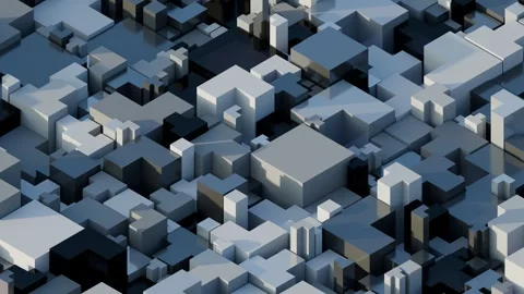 A complex arrangement of interconnected, monochromatic geometric shapes forming Stock Footage 340237678