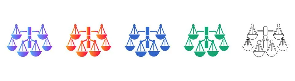 Complex Balance Scale Icon Set Stock Illustration