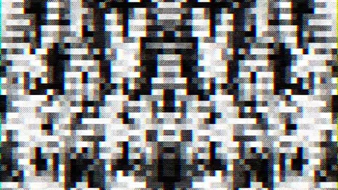 Complex black and white pixelated glitch pattern creating a textured visual Stock Footage 274748964