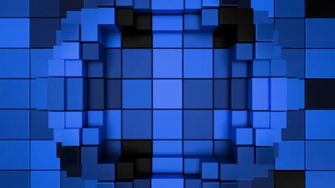 Complex blue 3D voxel grid background with pulsating motion loop. 3D rendering Video stock 327902816
