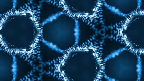 Complex blue composition of particles that form cells. 3d looped smoothed Stock Footage 111342873