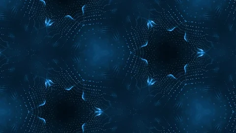 Complex blue composition of particles that form cells. 3d looped smoothed Video stock 111344482