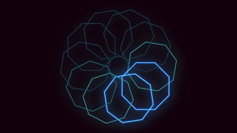 Complex blue geometric shape glowing lines form intricate 3d structure Stock Footage 303541975