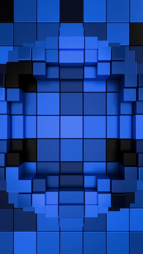 Complex Blue Vertical 3D Voxel Grid Background with Pulsating Motion Loop. 3D Vidéo 330070713