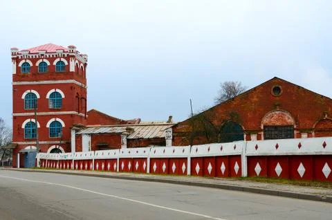 Complex of buildings of paper mill (1870), Dobrush, Belarus Foto stock